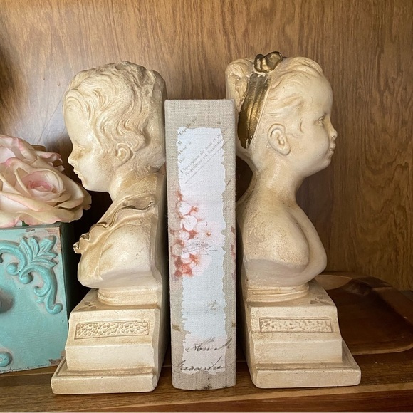 Vintage Chalkware bookends boy OR girl 10 inches tall sold separately - Picture 2 of 5